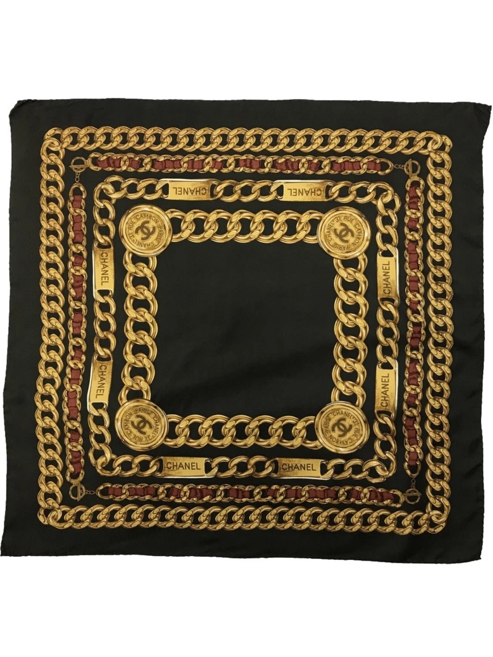 CHANEL SILK STATEMENT SCARF W34.3"xH34.3"